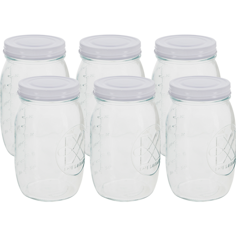 Embossed Glass Jar 1 Litre - 6 Pack