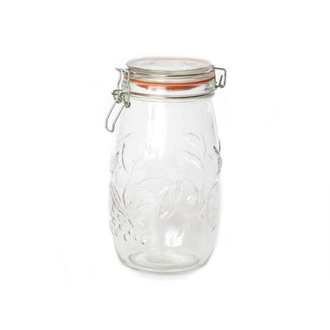 Glass Jar Embossed with Seal 1.5L - Set 6