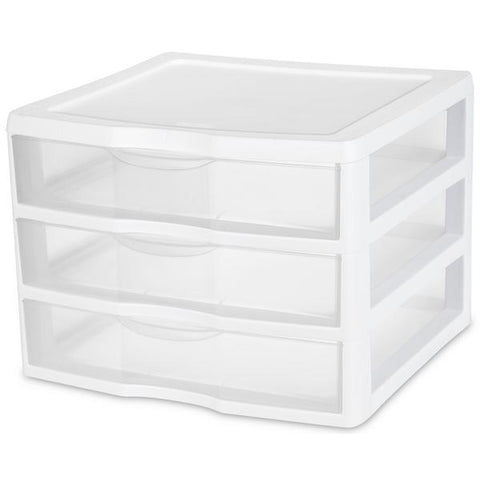 Sterilite 3 Drawer Unit Wide White