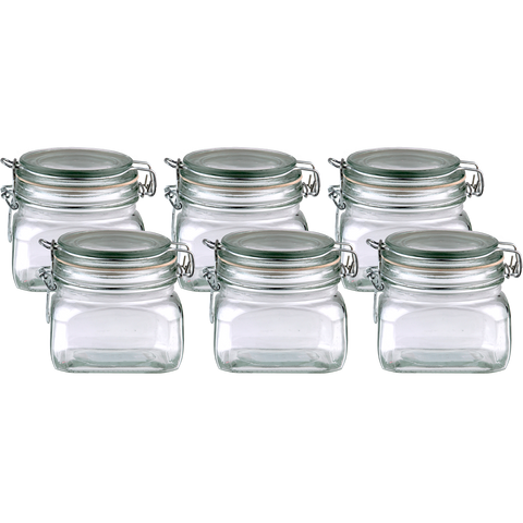 Clip Top Glass Jar 500ml - Set 6