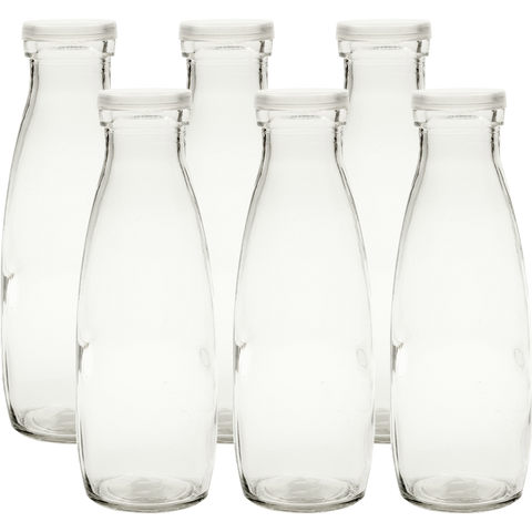 Glass Bottle With Lid 500ml - 6 Pack