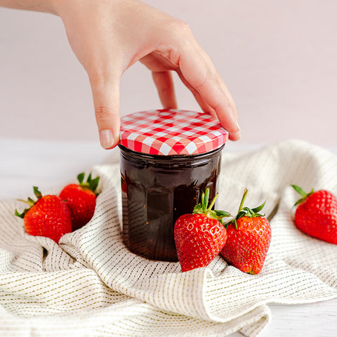 Jam Jar with Red Checkered Lid 250ml - 6 Pack