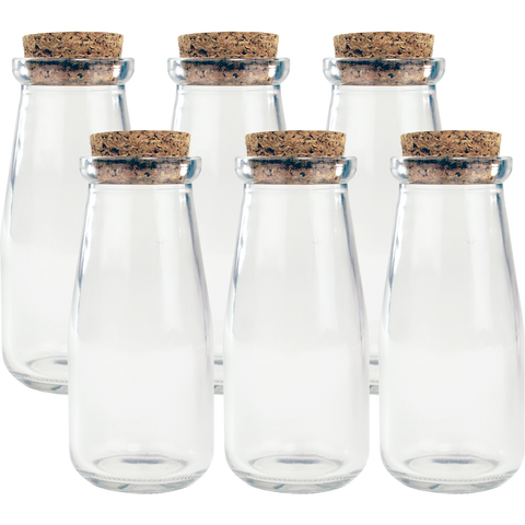 Glass Bottle 250ml With Cork Stopper - 12 Pack