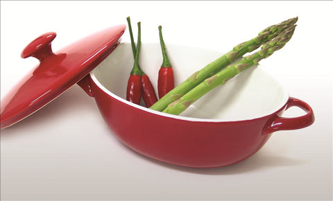 Small Red Baking Dish with Lid - Oval