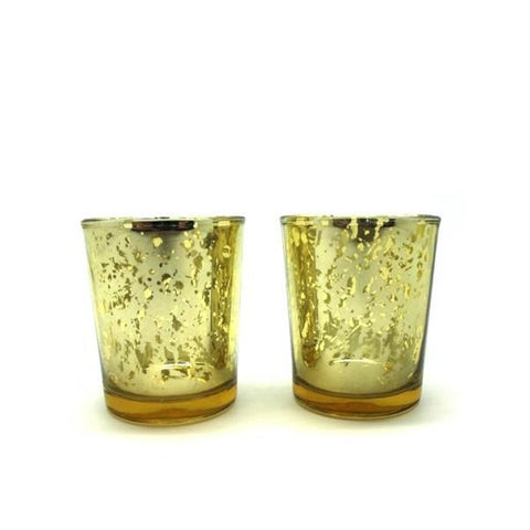 Glass Tealight Holder Gold Set 2