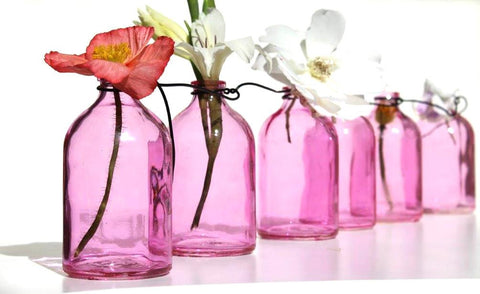 Hanging Glass Mini Bottles - Pink