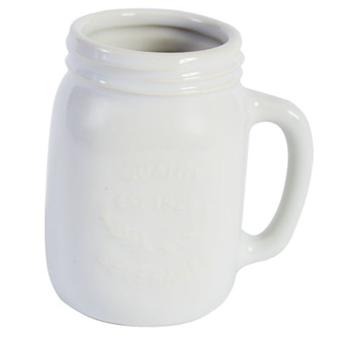 Mason Jar Ceramic Mug  - White