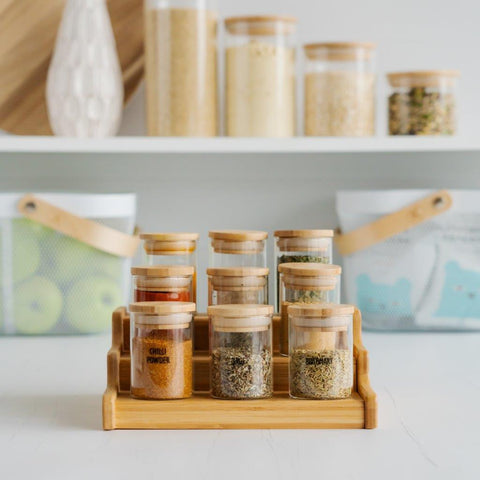 Kates Kitchen Spice Jar with Bamboo Lid - 6 Pack